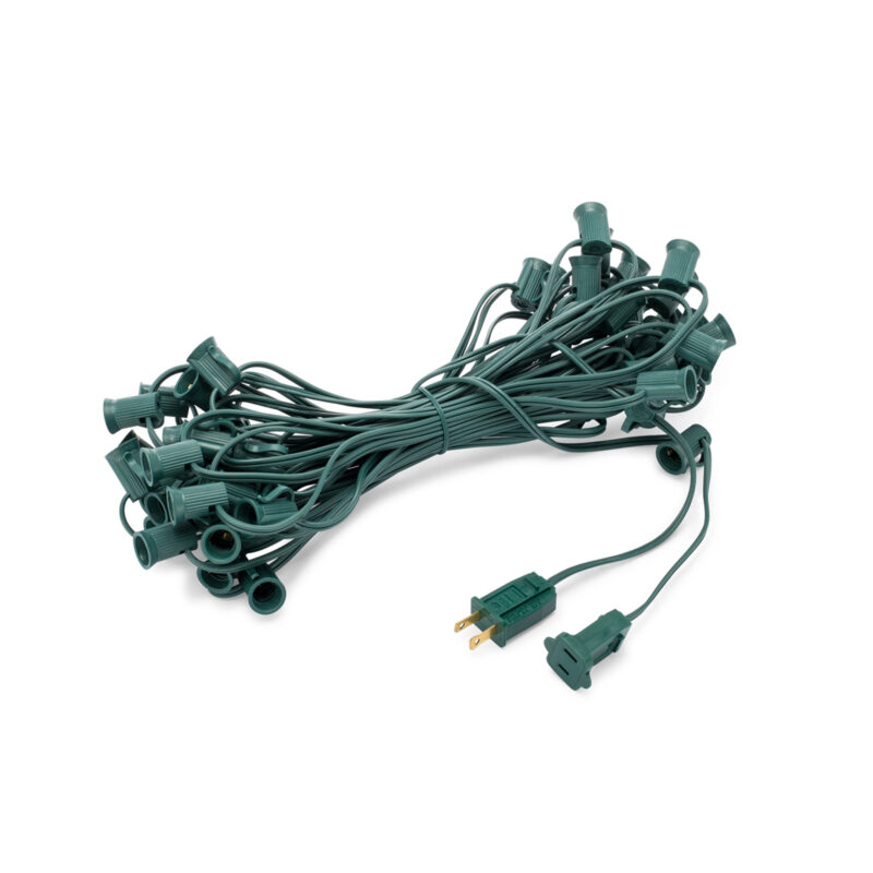 C7 (E12) Socket Cord, 12" Spacing, Green Wire SPT-1, 25' - Image 2