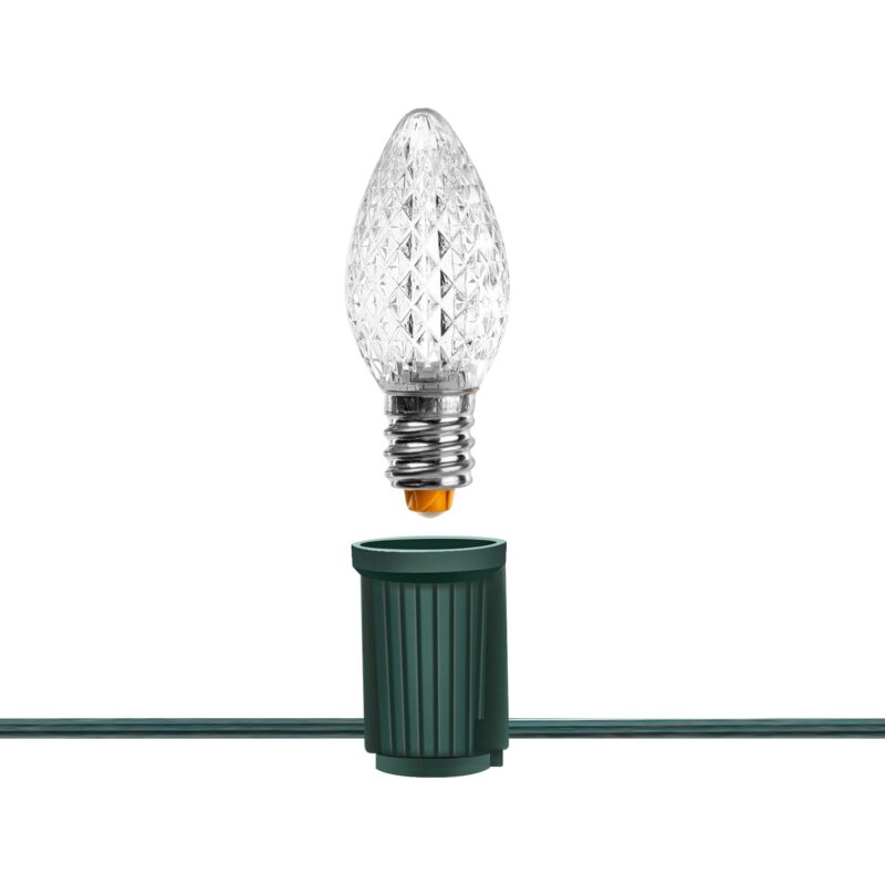 50L C9 Christmas Light String 12in Bulb Spacing - 3 Male and Female Slide on Plugs - Image 3