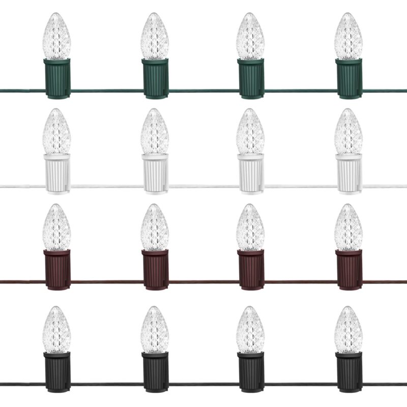 50L C9 Christmas Light String 12in Bulb Spacing - 3 Male and Female Slide on Plugs - Image 5