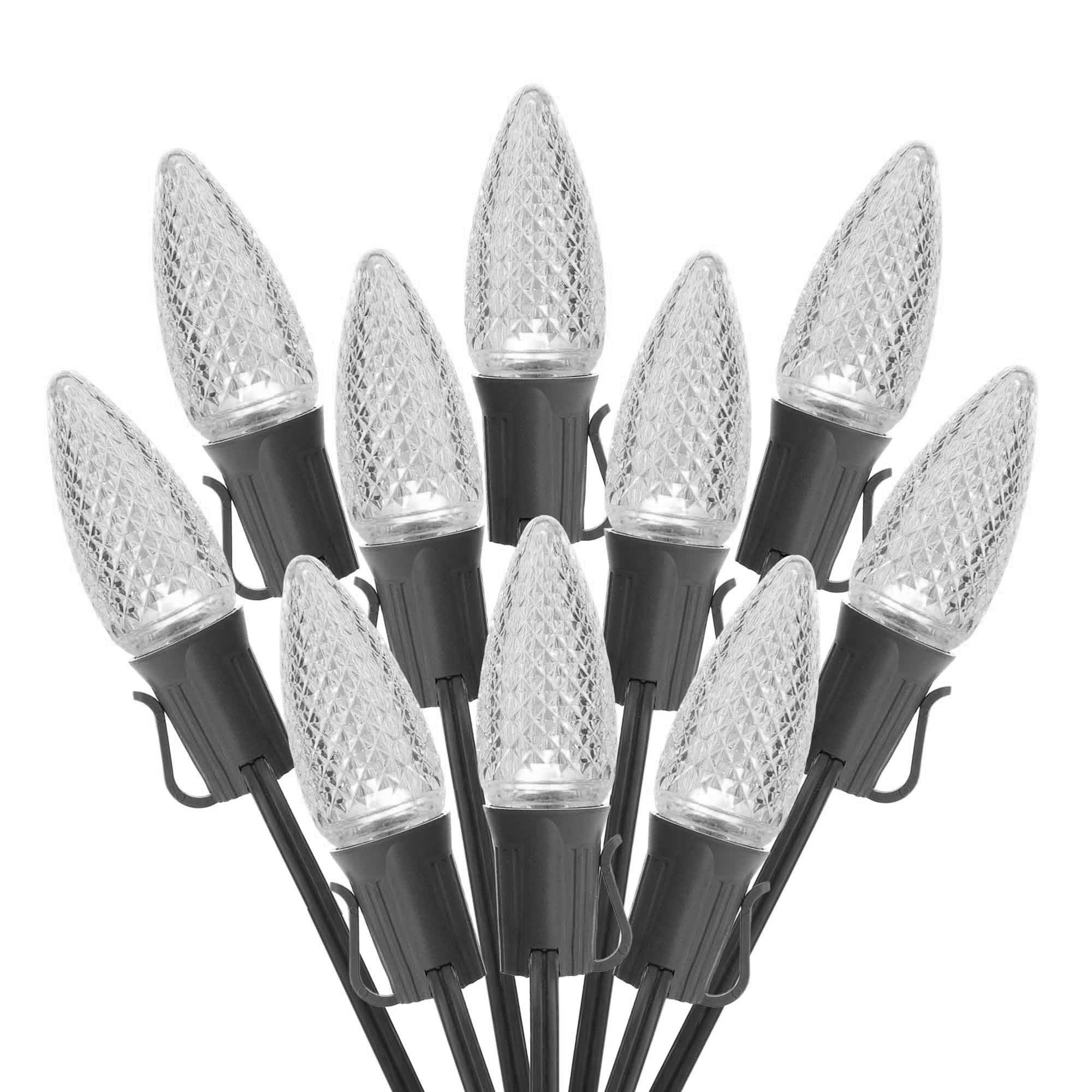 100L C9 Christmas Light String 12in Bulb Spacing - 4 Male and Female Slide on Plugs - Image 2