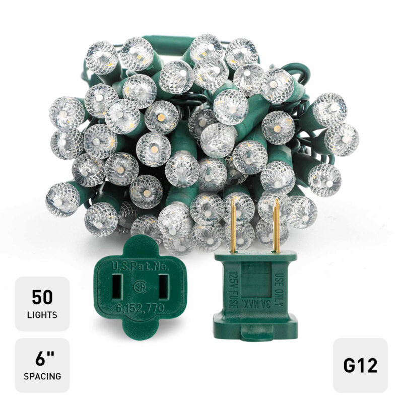 50L G12 Mini LED Light String 6in Bulb Spacing