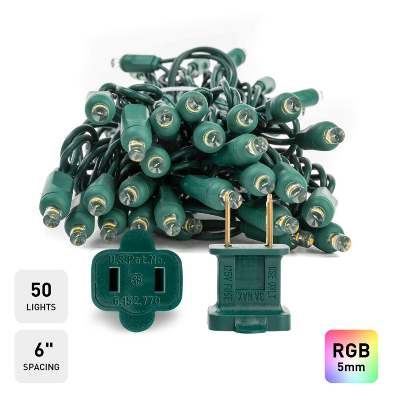 RGB 50L 5mm LED Light String 6in Bulb Spacing