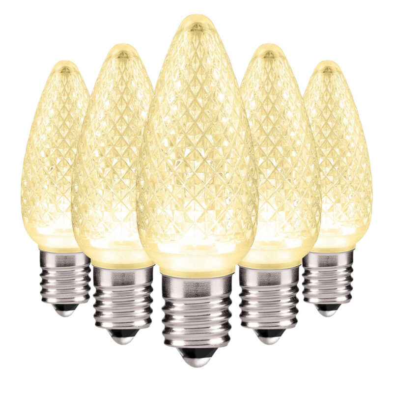 C9 LED Faceted Bulb – E17 Nickel-Plated Base, 120V, Super Bright, One-Piece Construction - Image 2