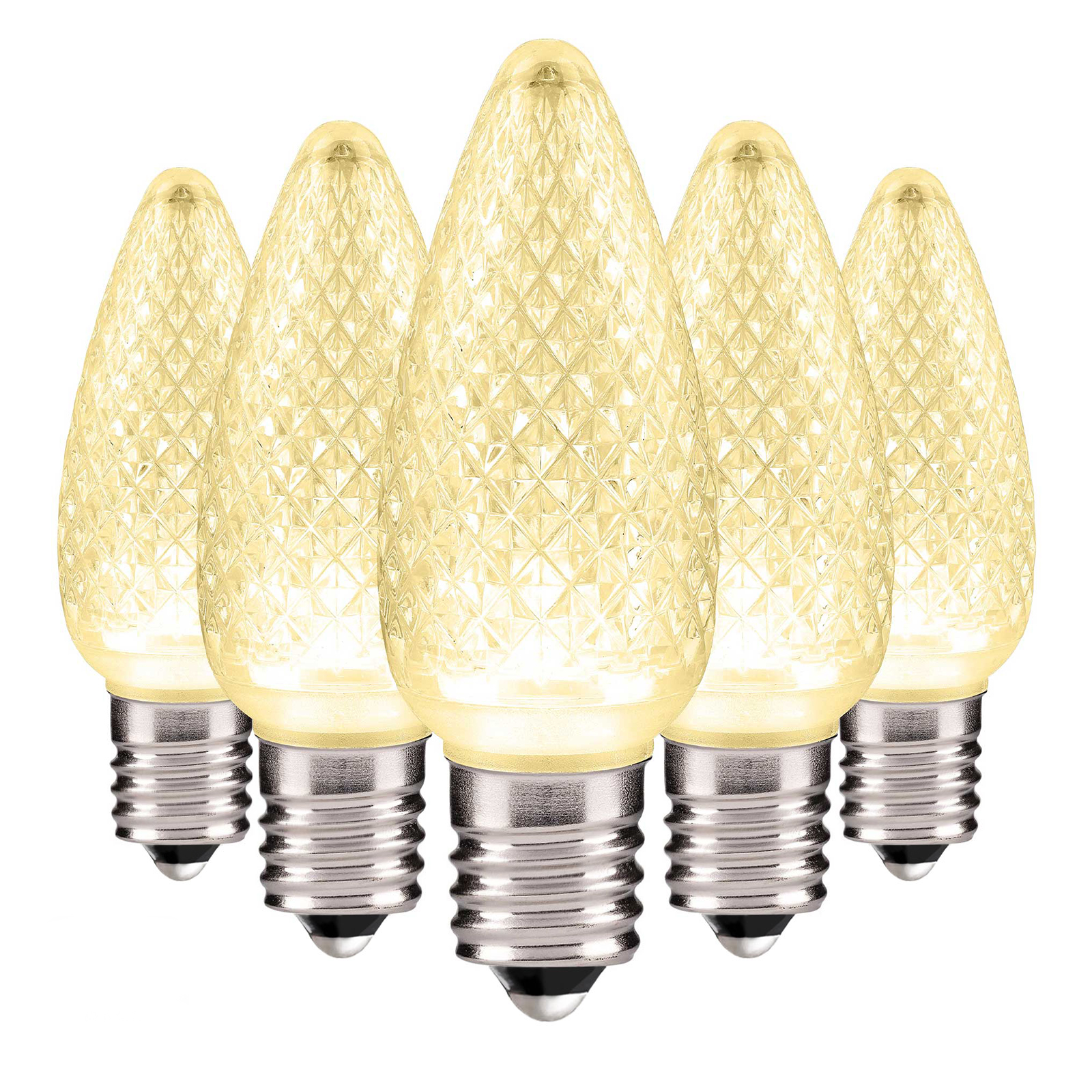C9 LED Faceted Bulb – E17 Nickel-Plated Base, 120V, Super Bright, One-Piece Construction - Image 2